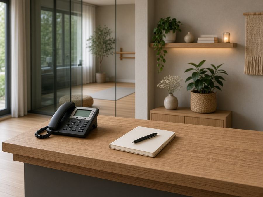 Contact desk at Fjord Caribou Studio in Linz